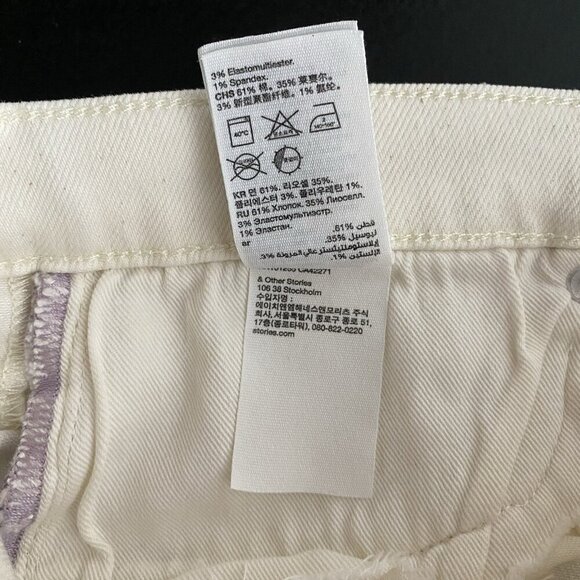 & Other Stories Treasure Cut Wide Leg Jeans Size 30 High Waist Ankle Crop Cream - Picture 11 of 16